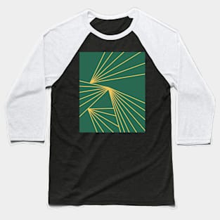 Minimalist Yellow Abstract Lines Overlaid on Top of a Green Background Baseball T-Shirt